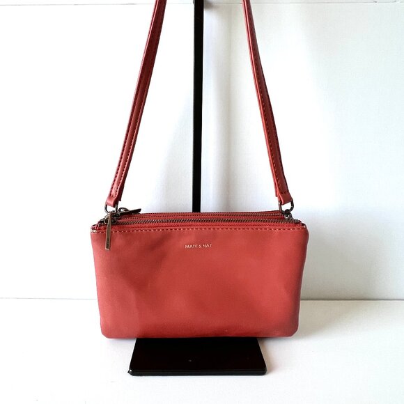 Matt & Nat Handbags - Matt & Nat Triple Crossbody Bag, Rust Orange, Detachable Strap, VGC!